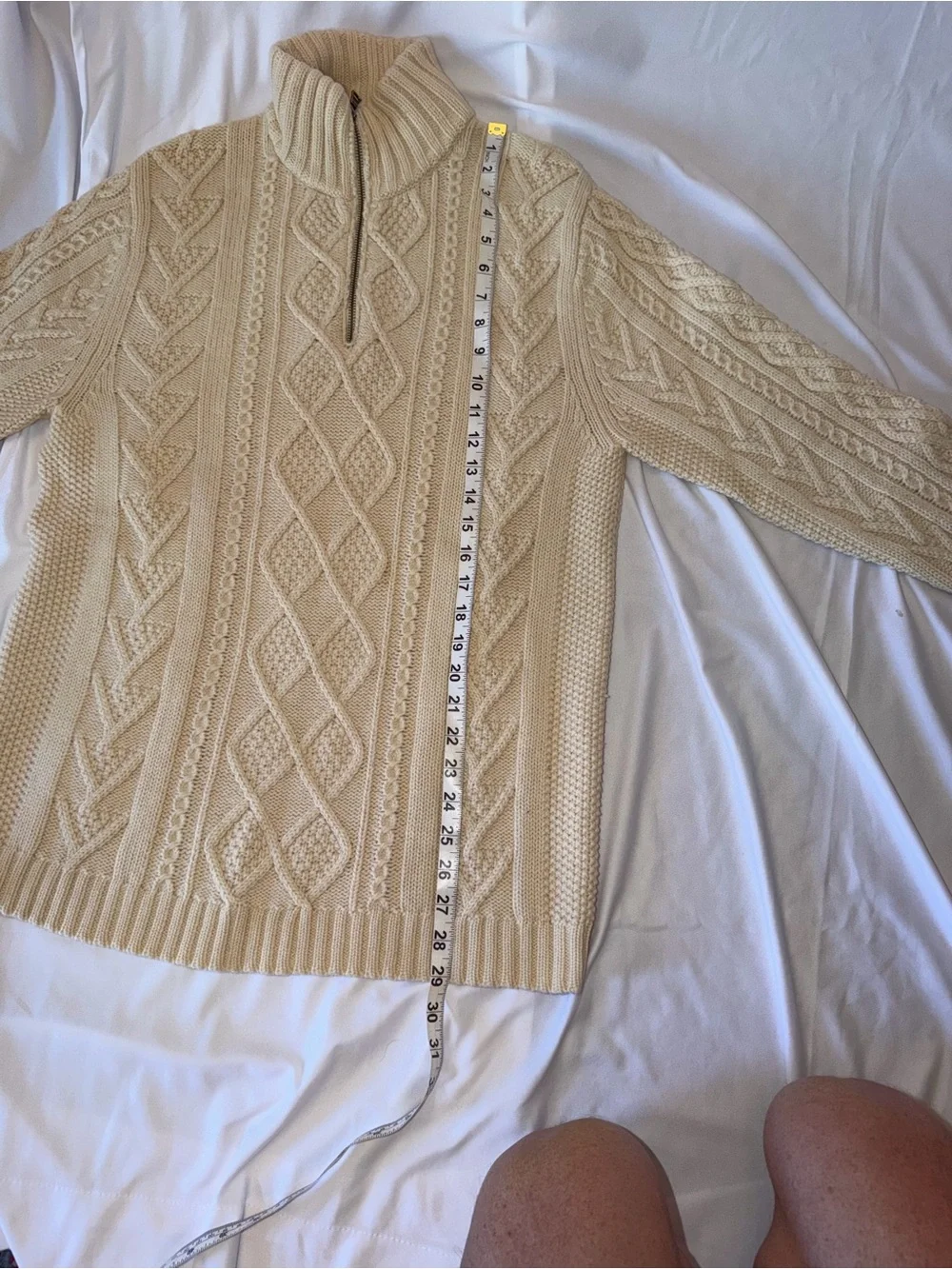 Banana Republic Cream Cable Knit Half-Zip Turtleneck Sweater